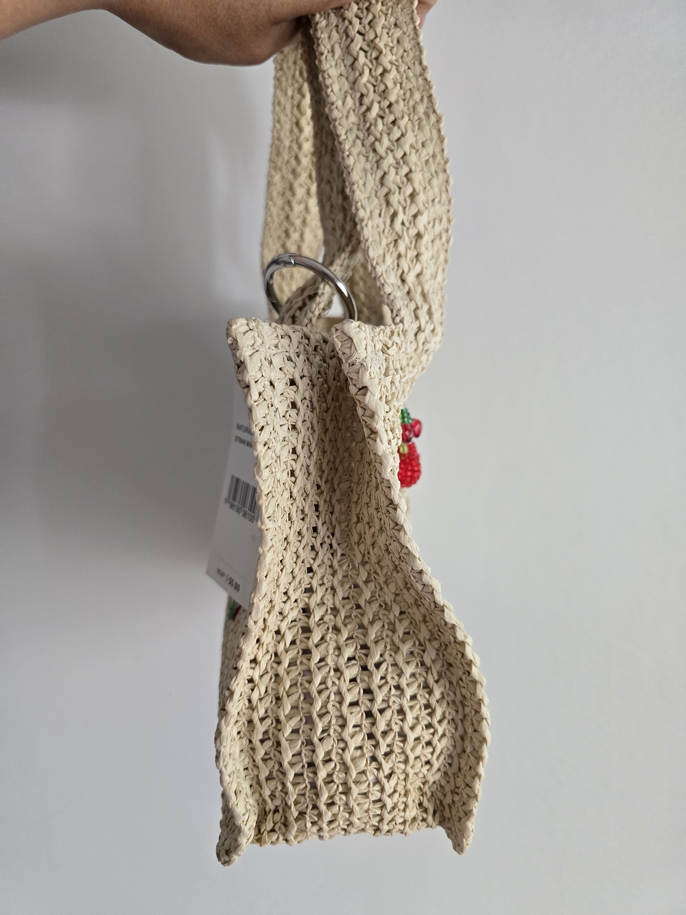 Madden Girl Cream Crochet Tote with Cherry Embroidery - Picture 7 of 13
